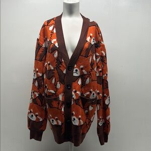 Steady Hands Feeling Foxy Cardigan Sweater Button Down Knit Orange Size S / M